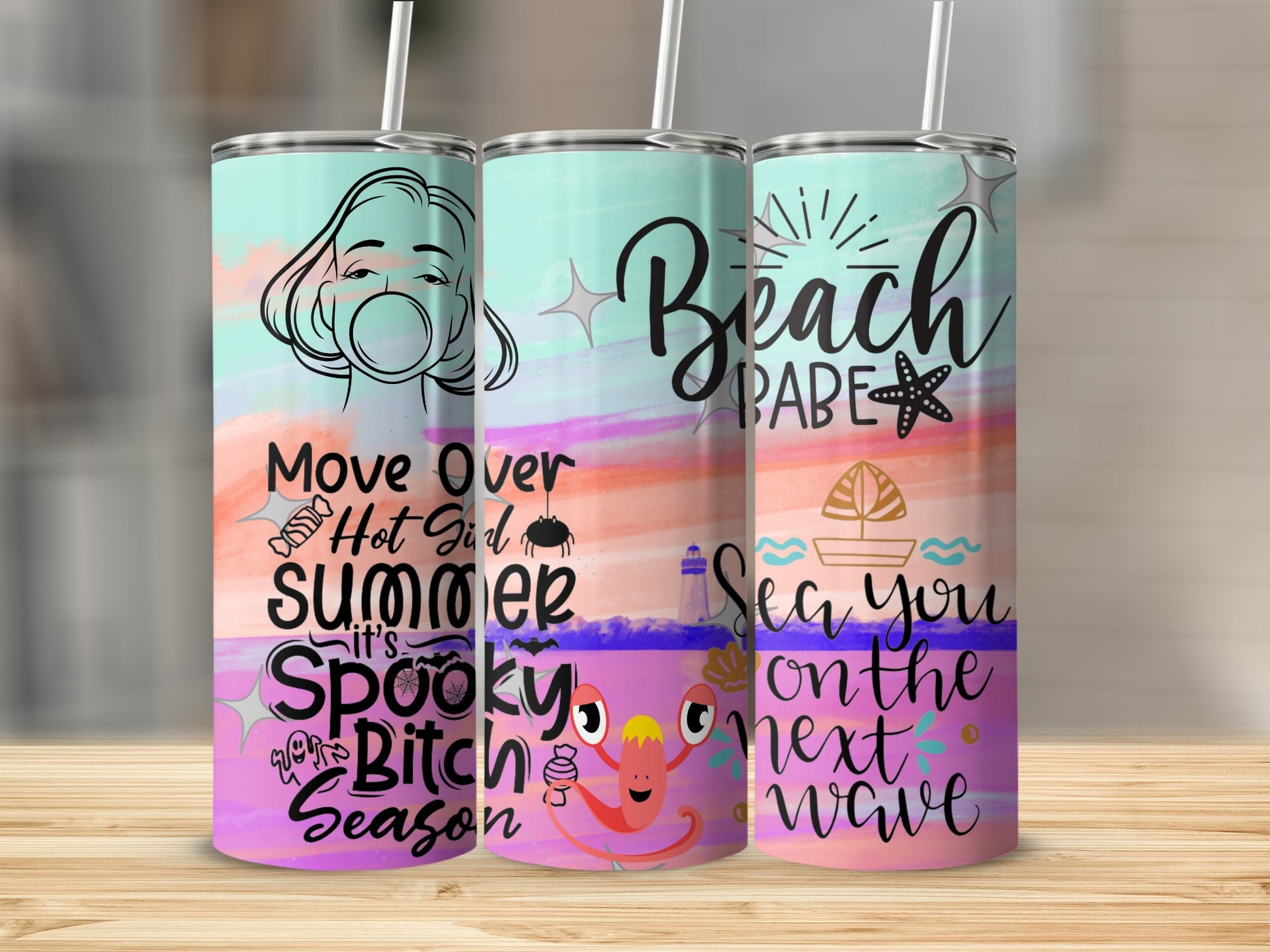 Summer Beach Vibes Stainless Steel Tumblers
