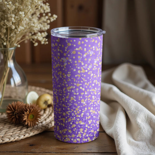 Purple Tumbler with Gold Sparkle Pattern Design