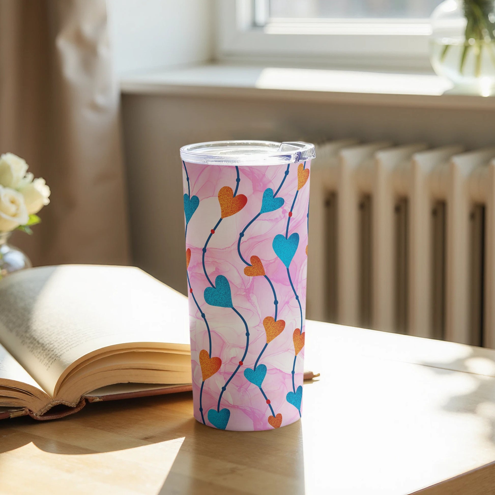 Colorful Heart Patterned Insulated Tumbler