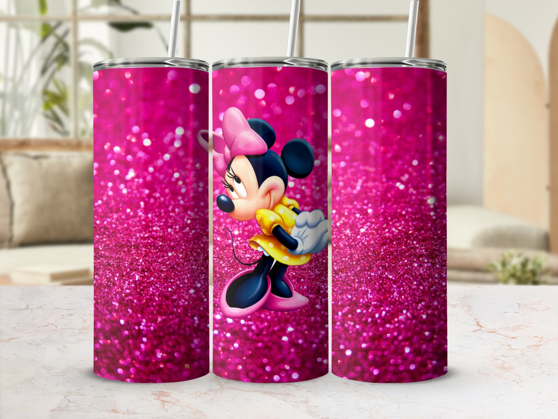 Minnie Mouse Pink Glitter Tumbler Cup 20oz product