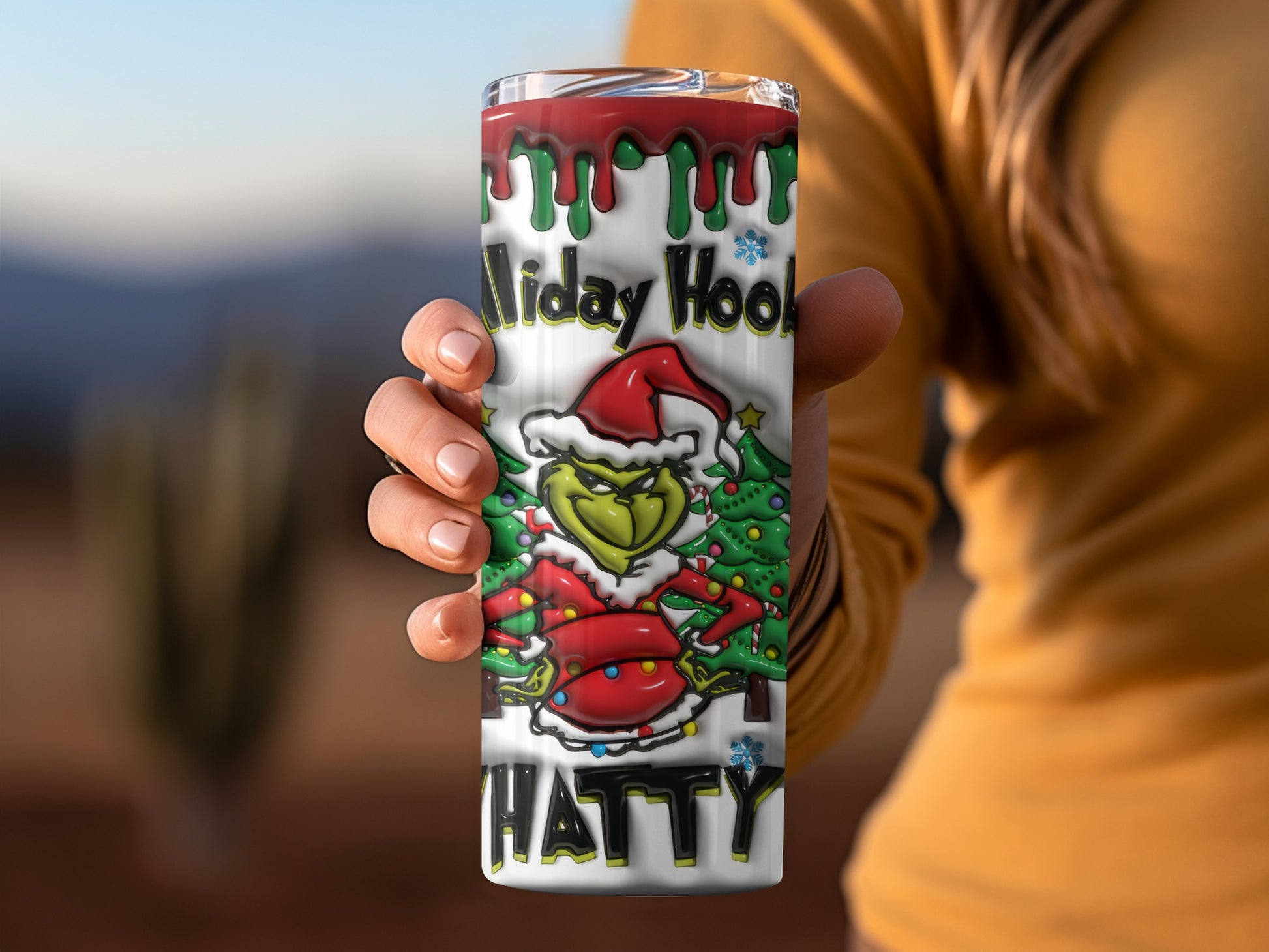 Holiday Hooly Green Character Christmas Tumbler
