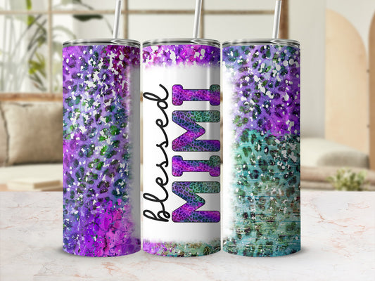 Blessed MIMI Purple Green Leopard Splatter Tumbler product type