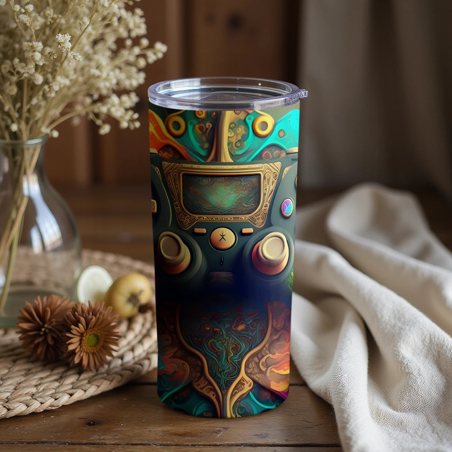 Vibrant Abstract Design Stainless Steel Tumbler
