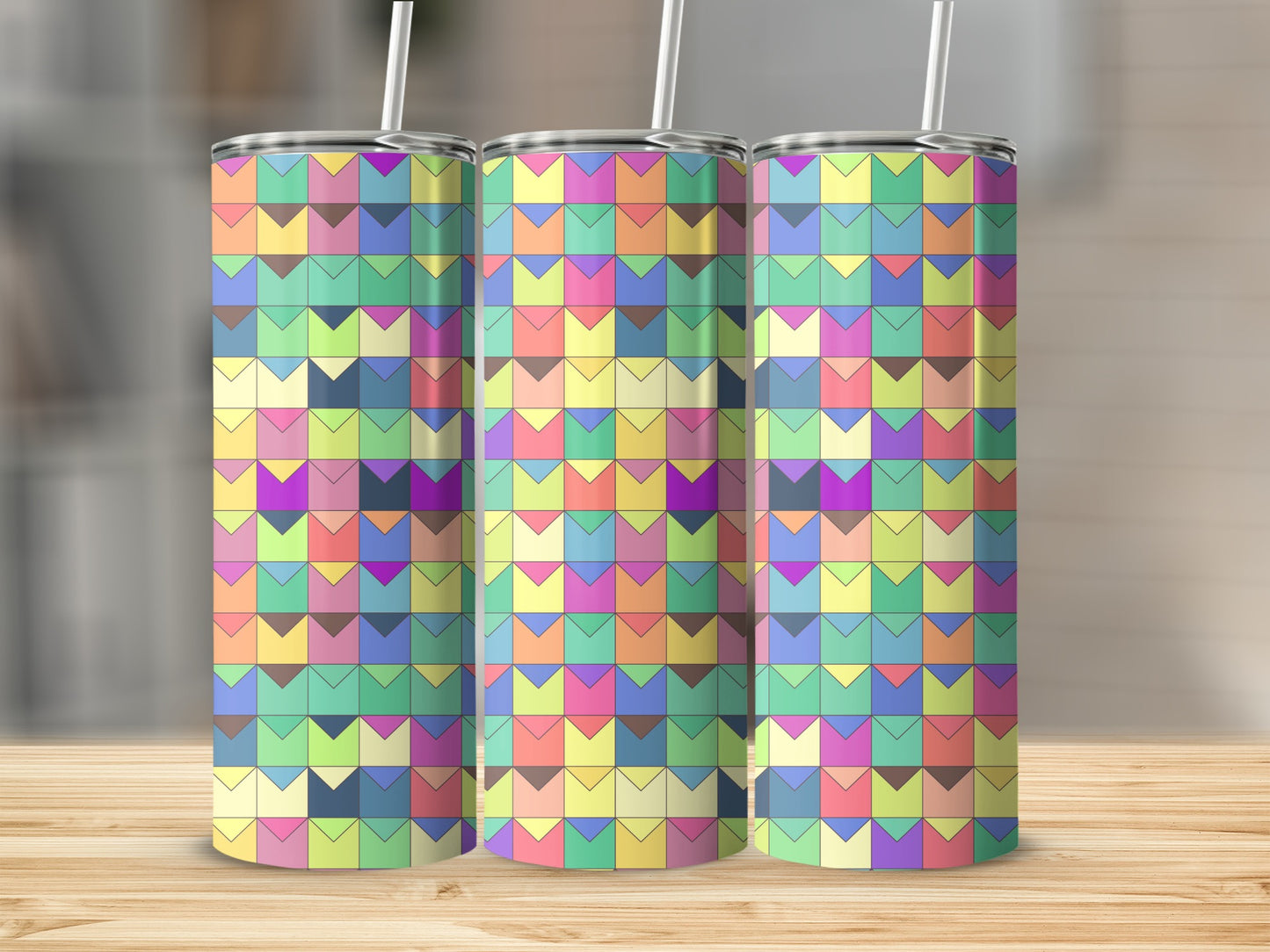 Vibrant Colorful Geometric Pattern Drink Tumbler