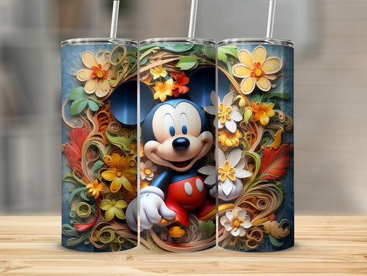 Mickey Mouse Floral Design Tumbler for Fans