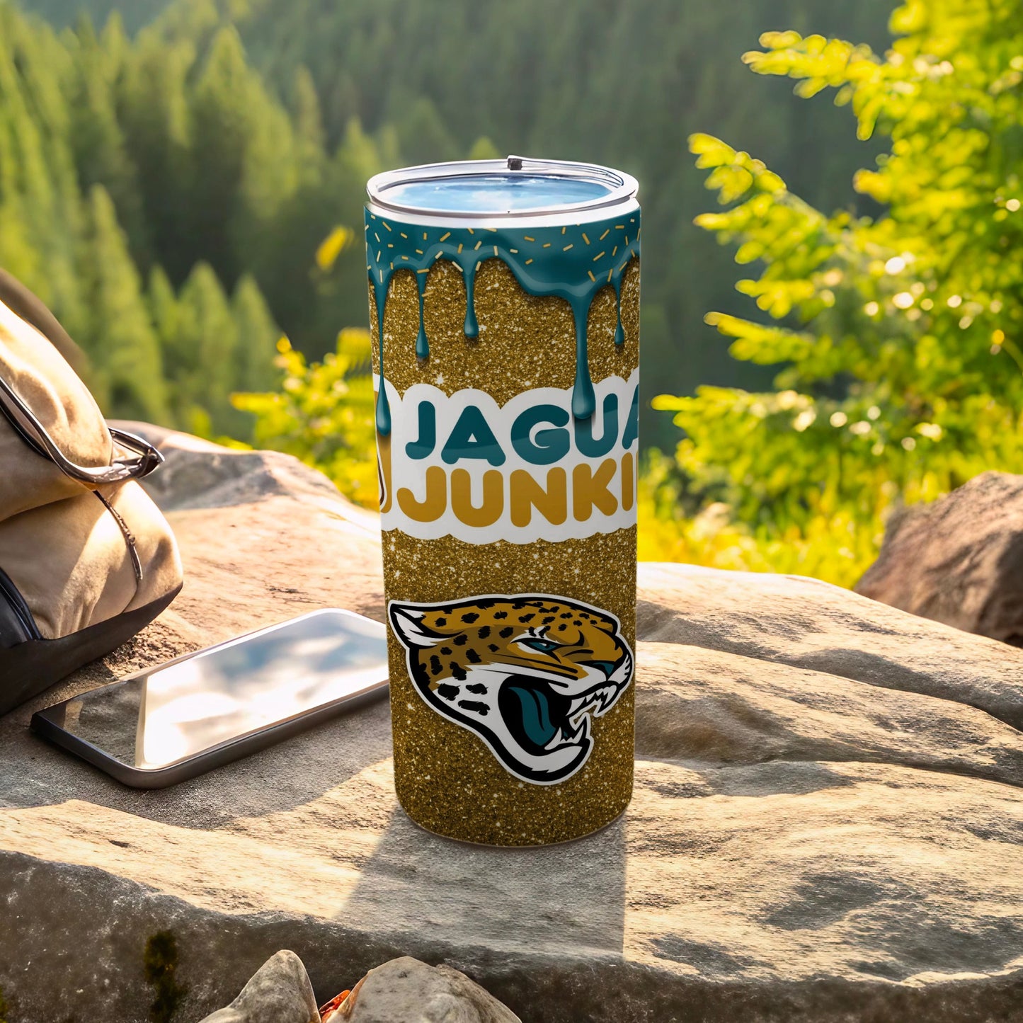 Jaguar Junkie Glittery Sports Tumbler for Outdoor Enthusiasts