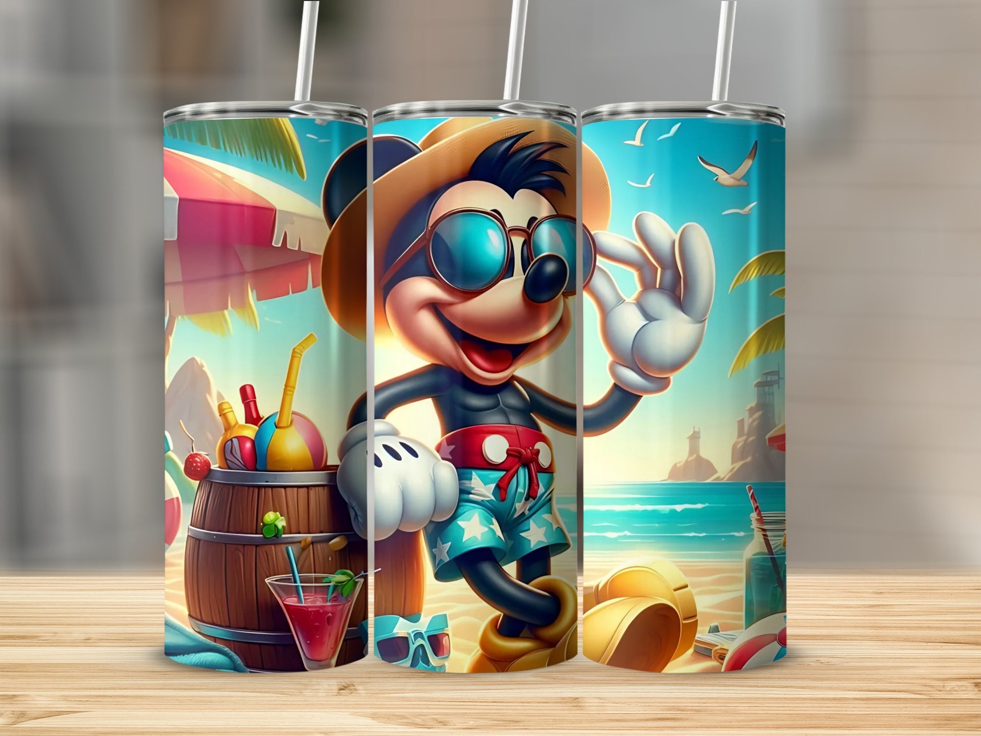 Cartoon Character Vacation Scene Tumbler