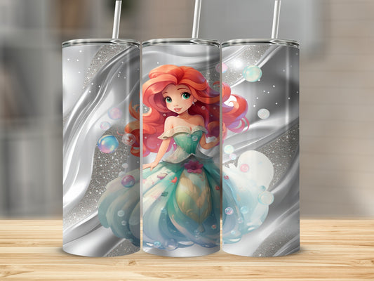 Princess with Long Red Hair and Sparkles Tumbler