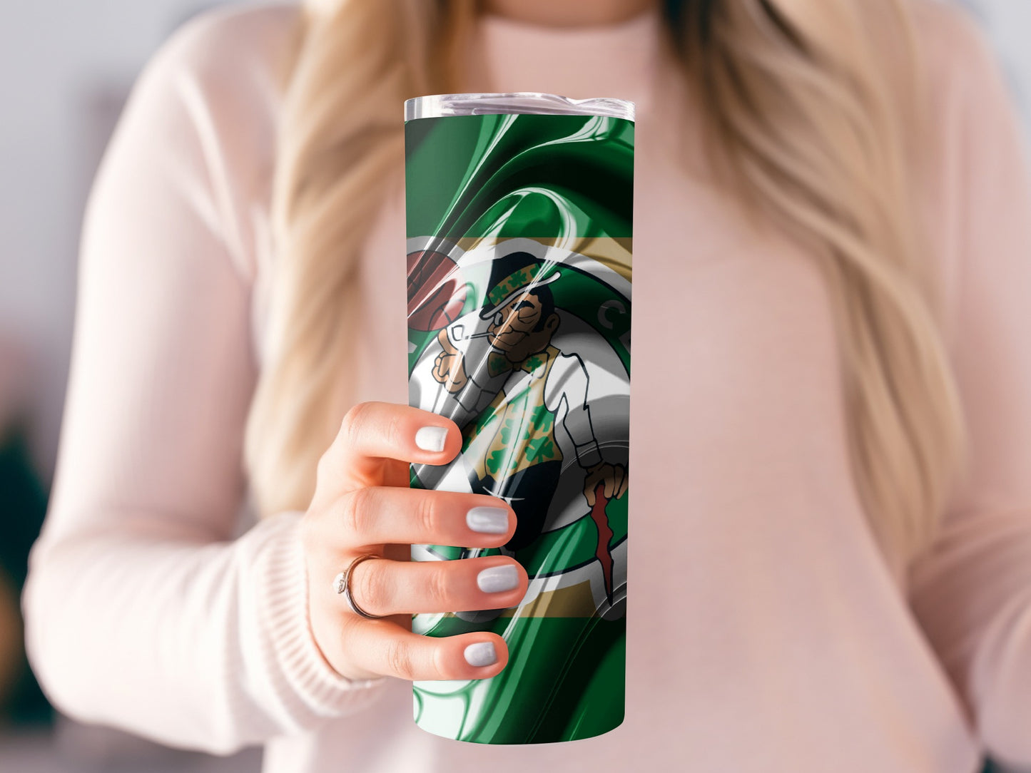 Boston Celtics Basketball Team Logo Abstract Pattern Tumblers