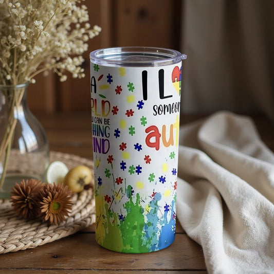 I Love Someone With Autism Colorful Puzzle Tumbler