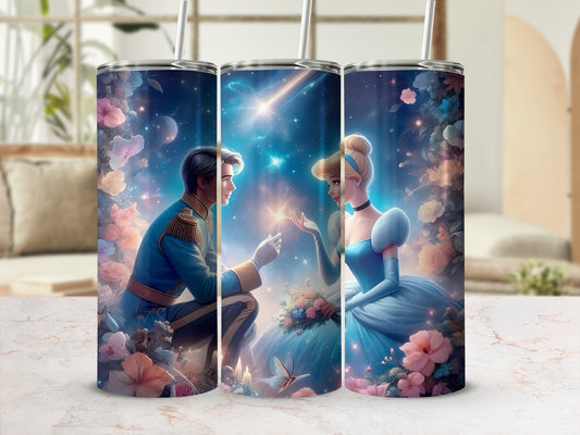 Enchanting Cinderella and Prince Design Insulated Tumbler