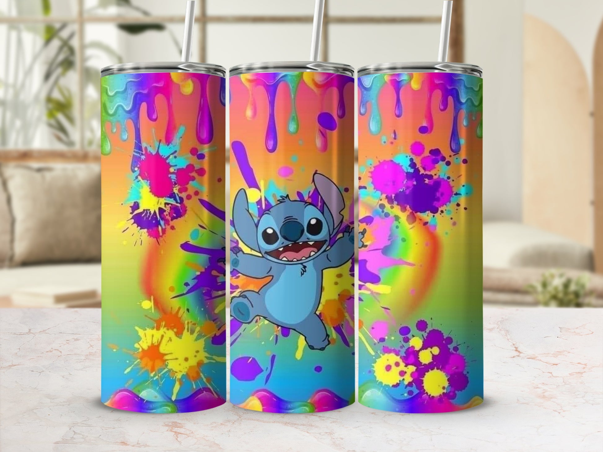 Colorful Animated Character Art Drinkware Tumblers