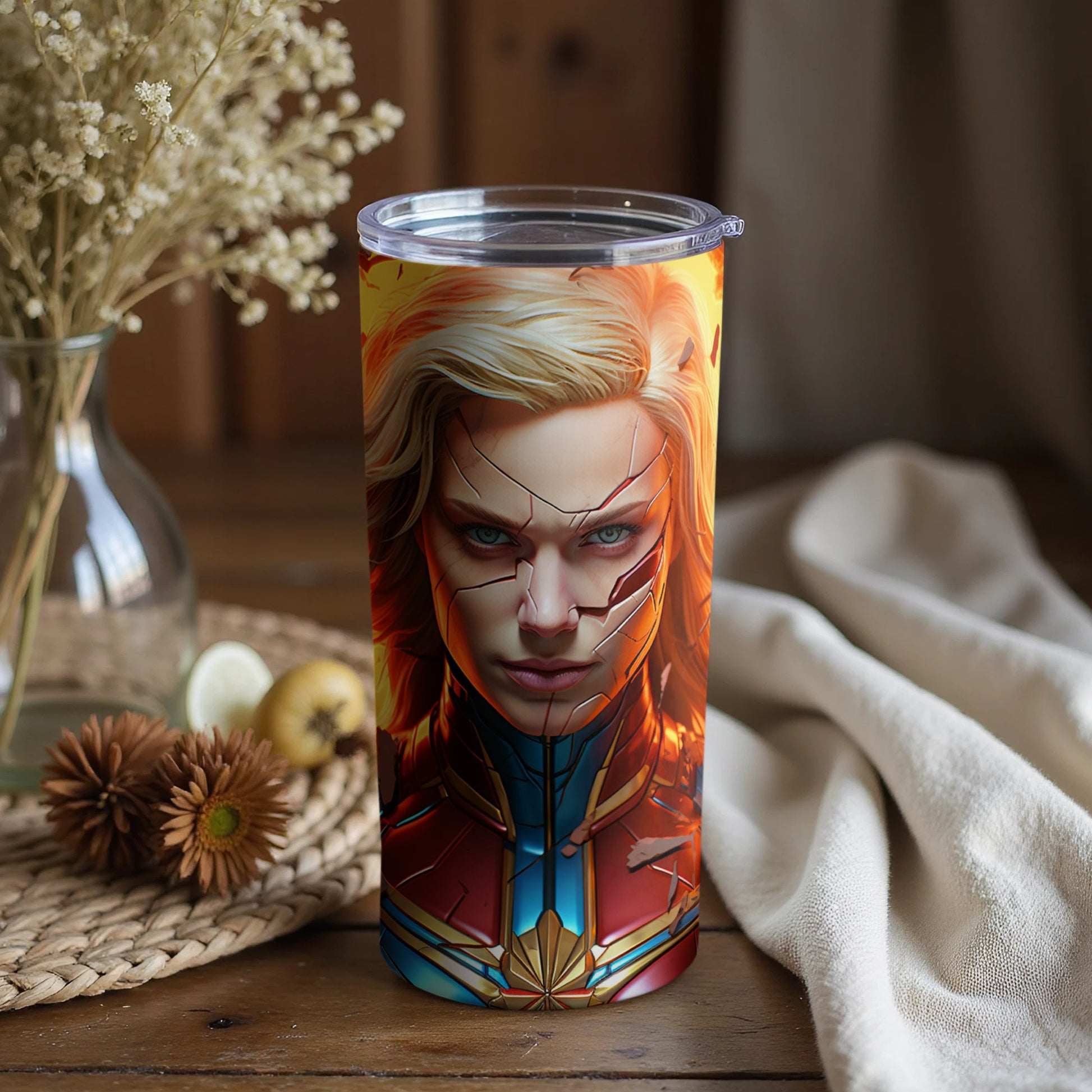 Superhero Themed Tall Coffee Tumbler for Everyday Use