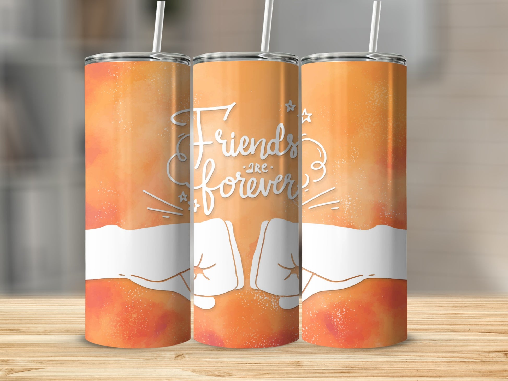 Friends Are Forever Fist Bump Orange Drink Tumbler