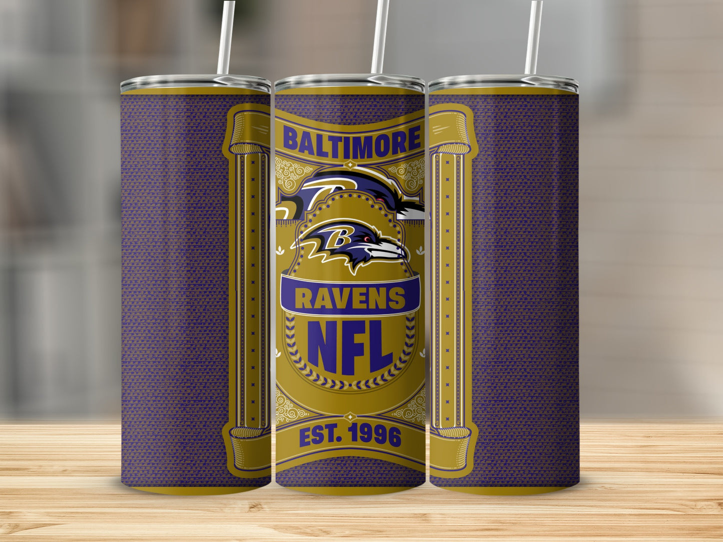 Baltimore Ravens NFL Logo Established 1996 Decorative Tumbler