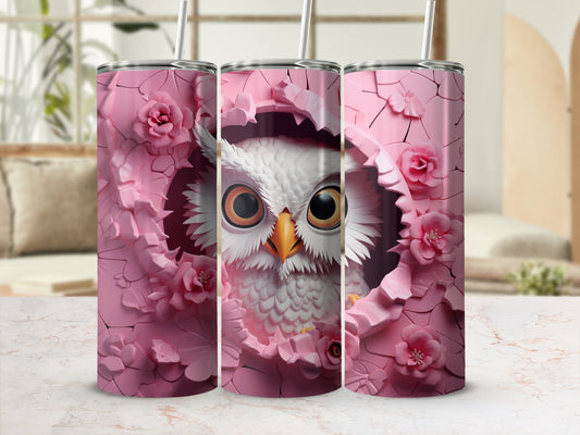 Pink Floral Cracked Owl Face Design Tumbler product type