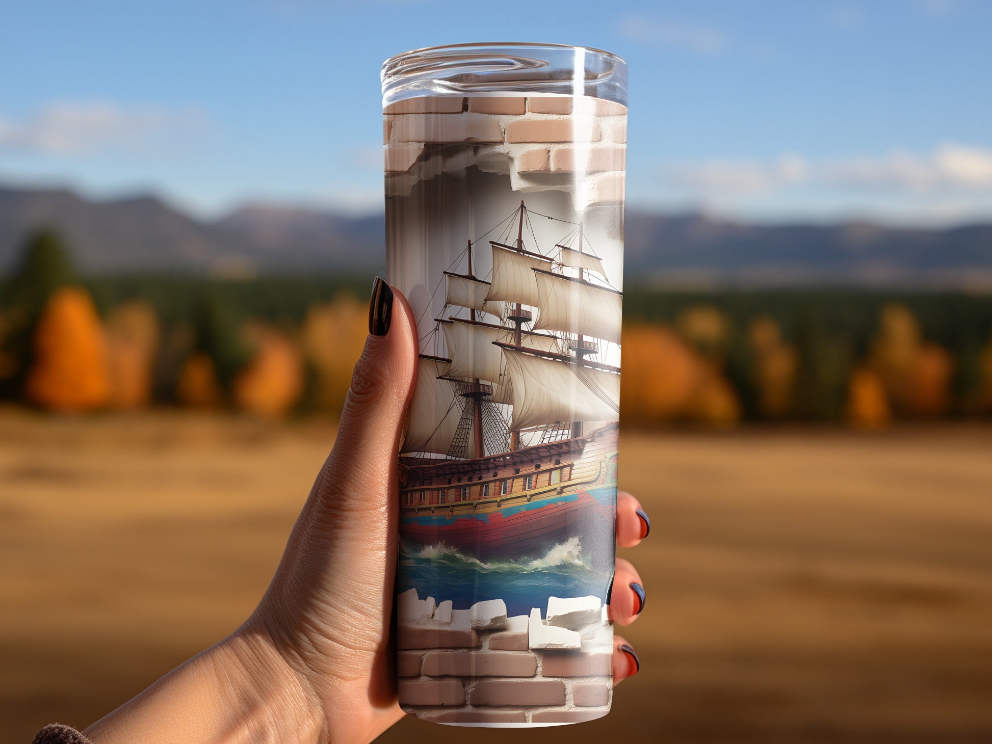Nautical Ship Design Tumbler for Adventure Enthusiasts
