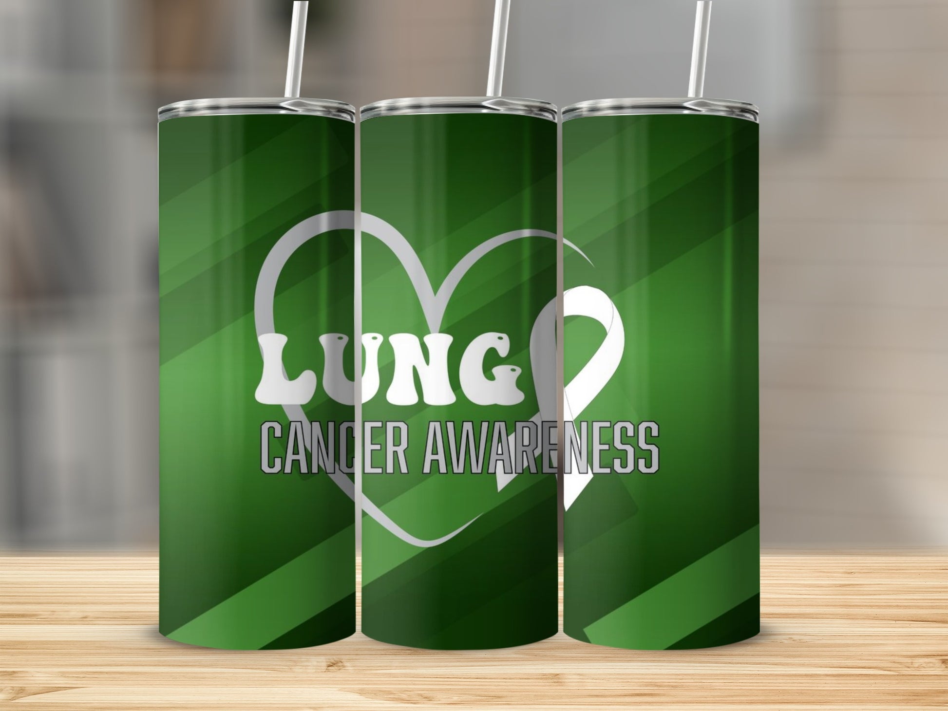 Lung Cancer Awareness Heart Design Tumblers