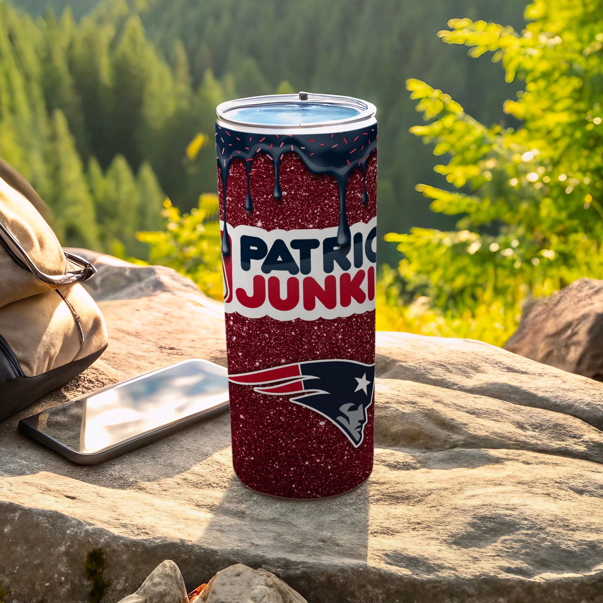Patriot Junkie Tumbler with Creative Glitter Design