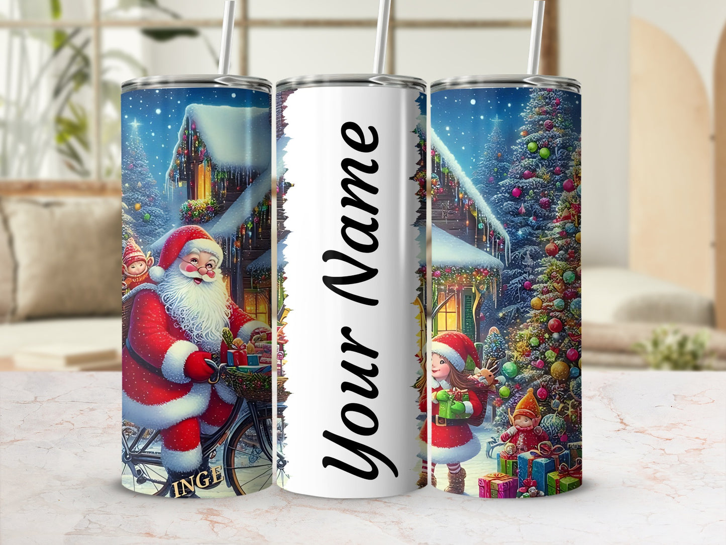 Customizable Christmas Scene Personalized Tumbler