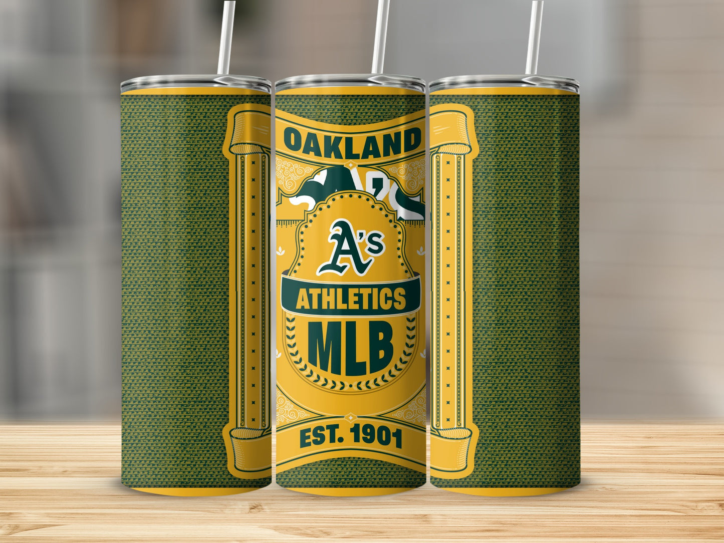 Oakland Athletics MLB Logo Established 1901 Design Tumbler