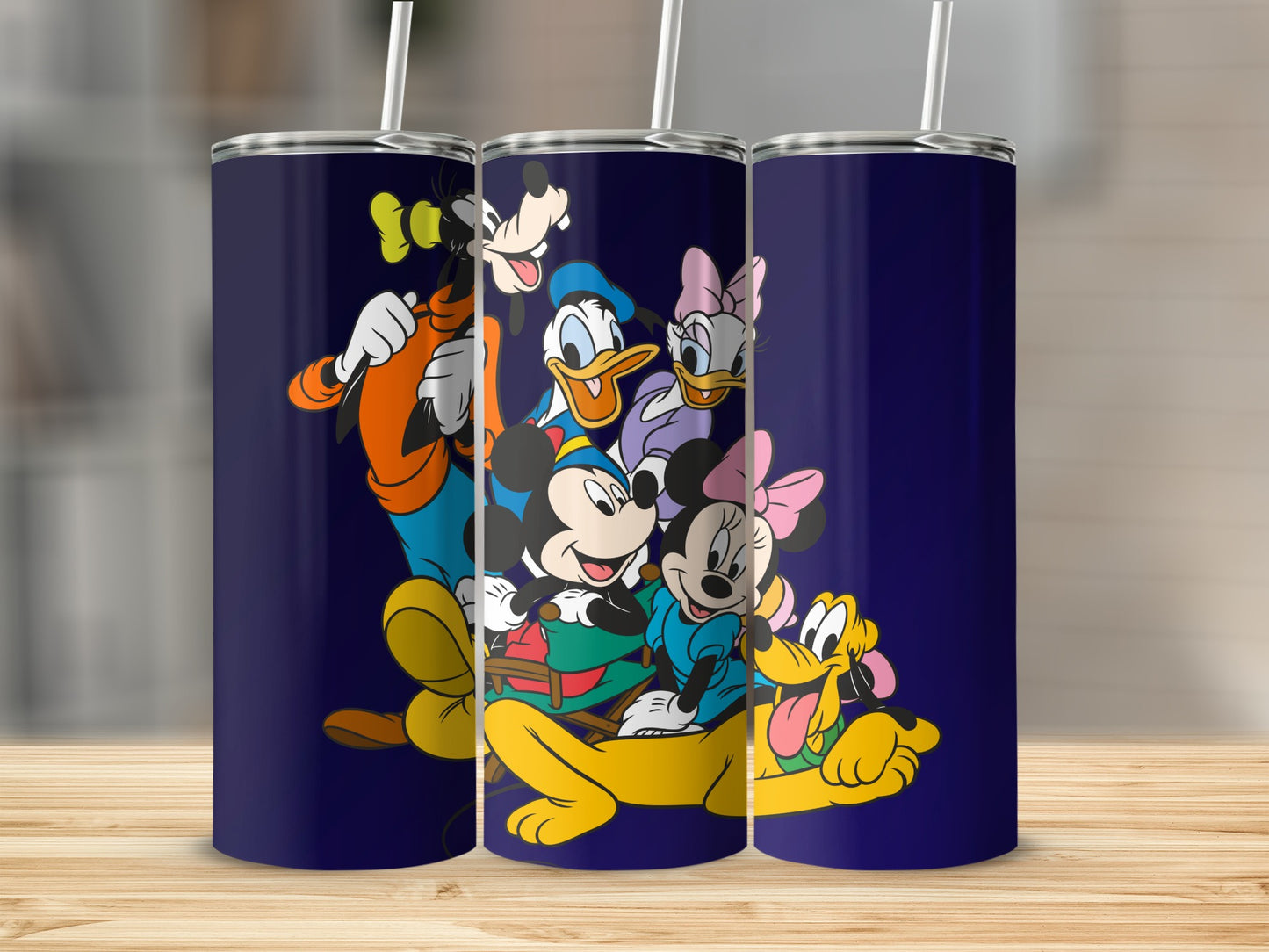 Disney Characters Themed Tumbler With Straw