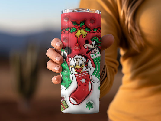 Festive Holiday Characters Design Tumbler Cup