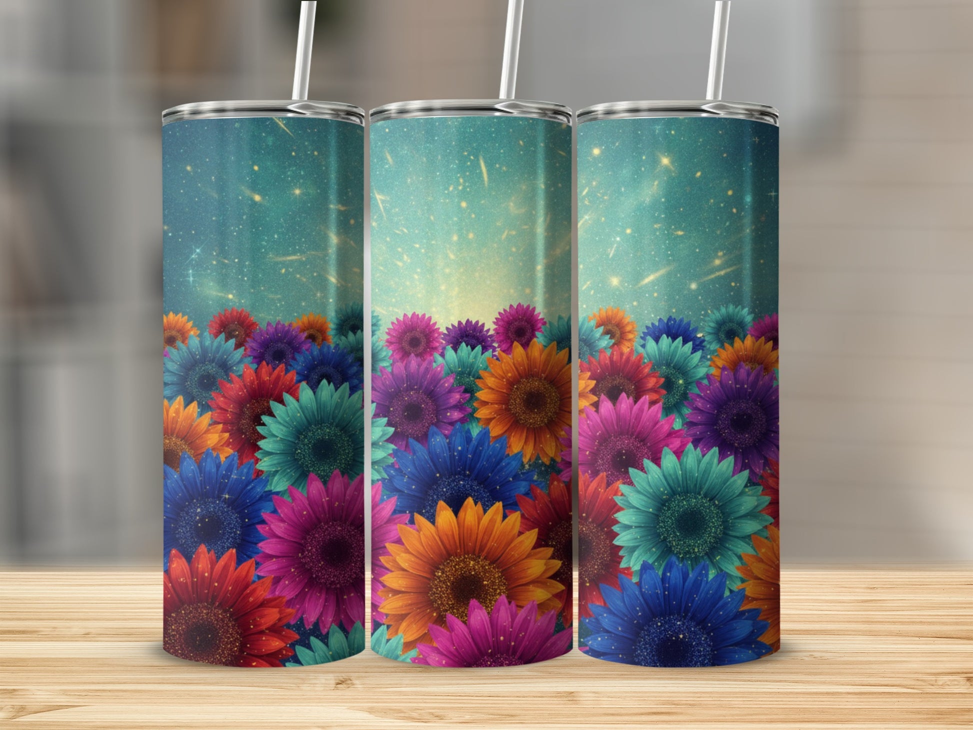 Colorful Floral Design Insulated Tumbler Cup Product