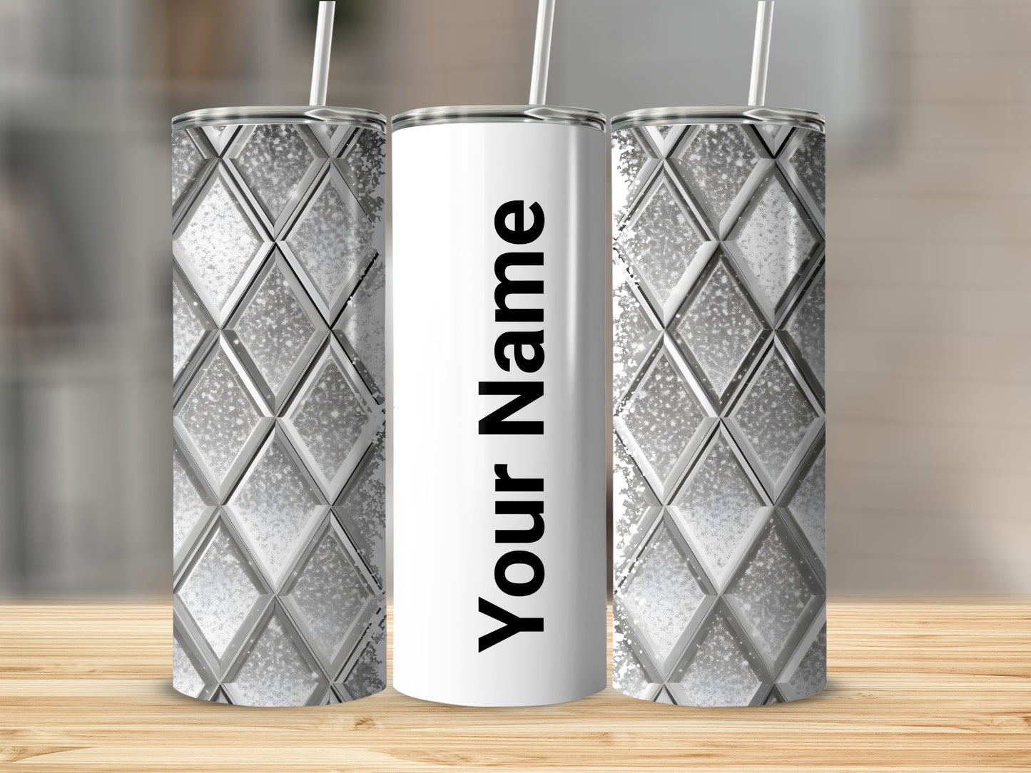 Customizable Diamond Pattern Tumbler for Personalization