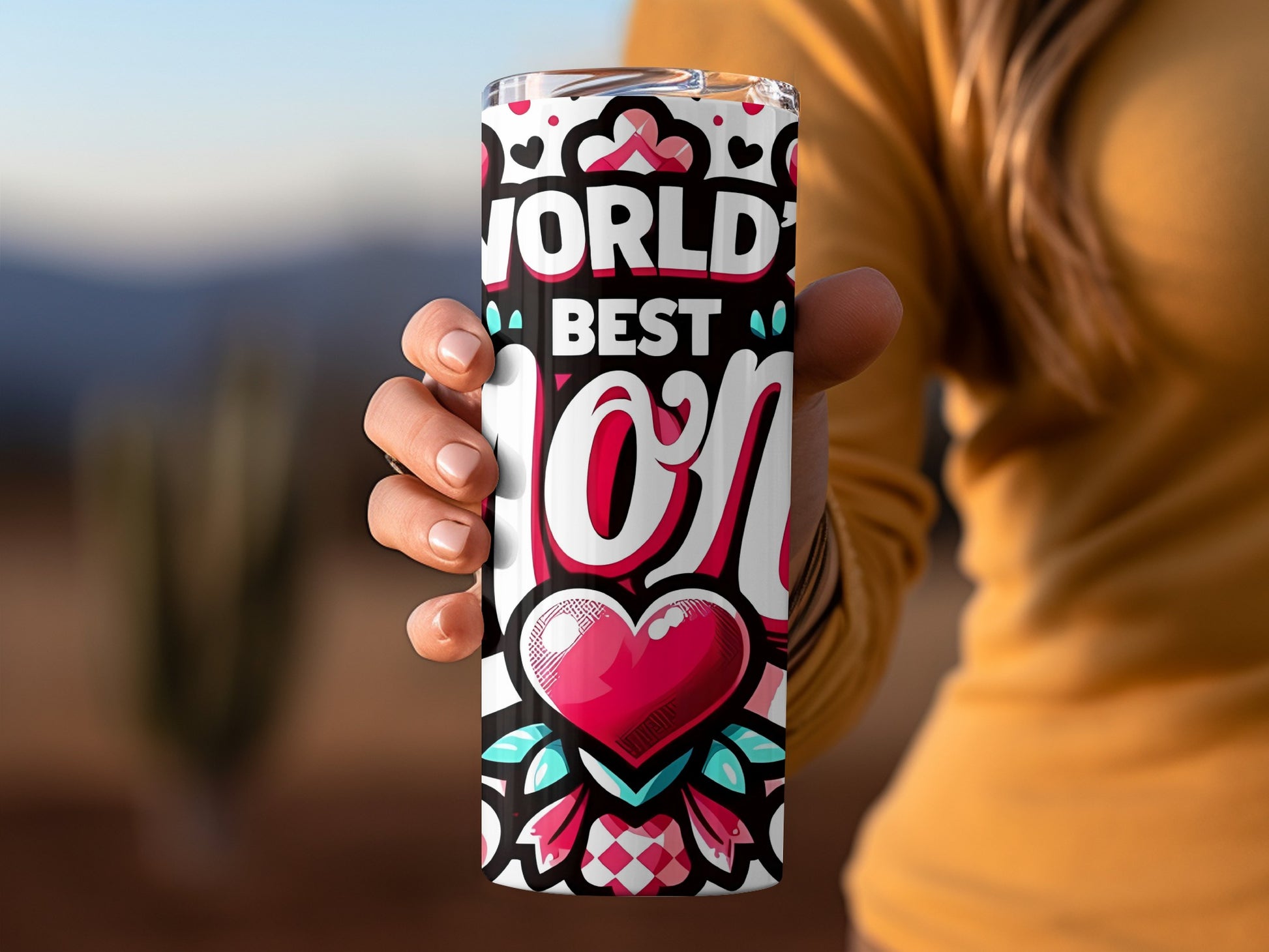 World's Best Mom Heart Design Stylish Cup Tumbler