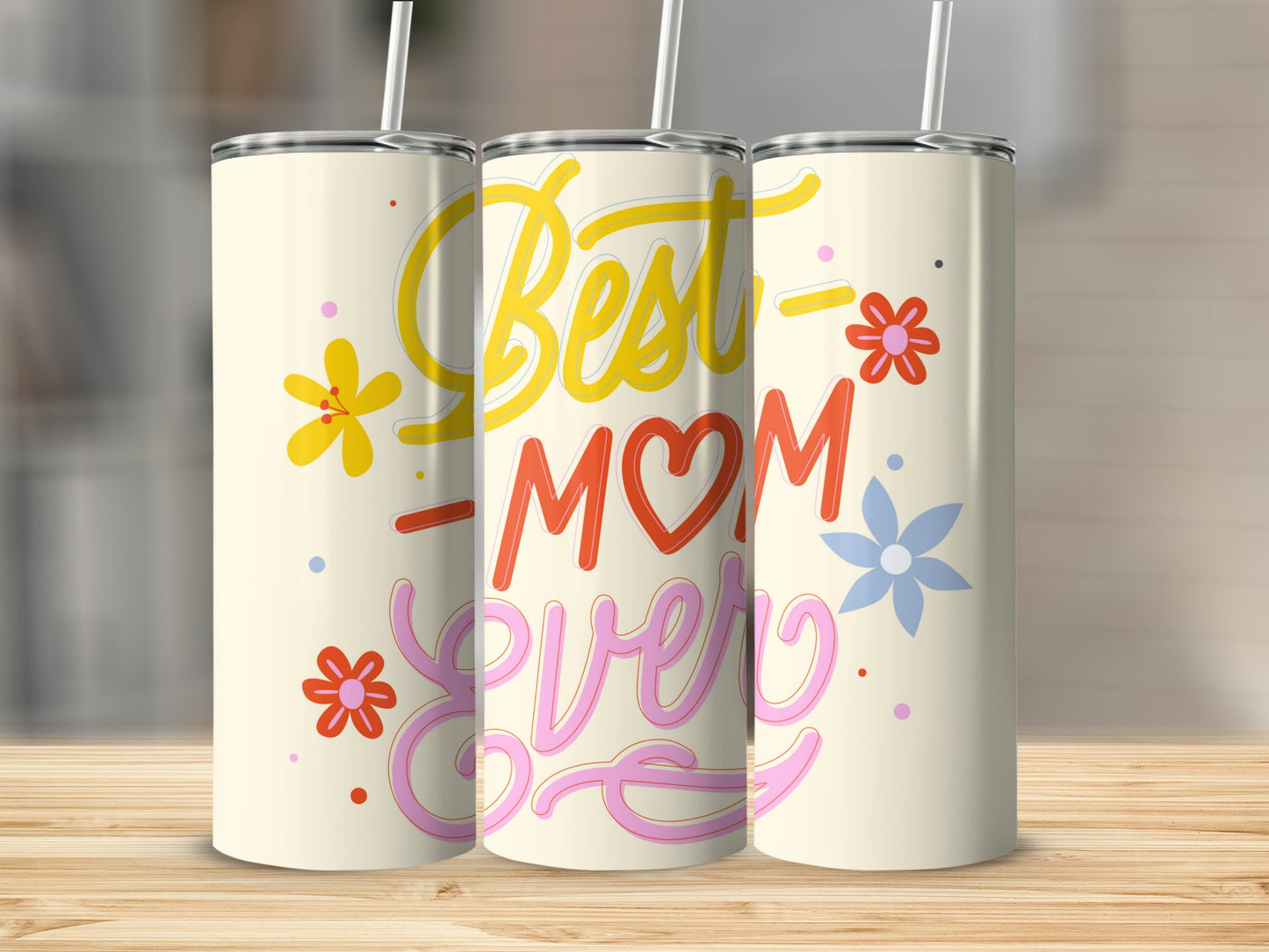 Colorful Best Mom Ever Design Tumbler Product