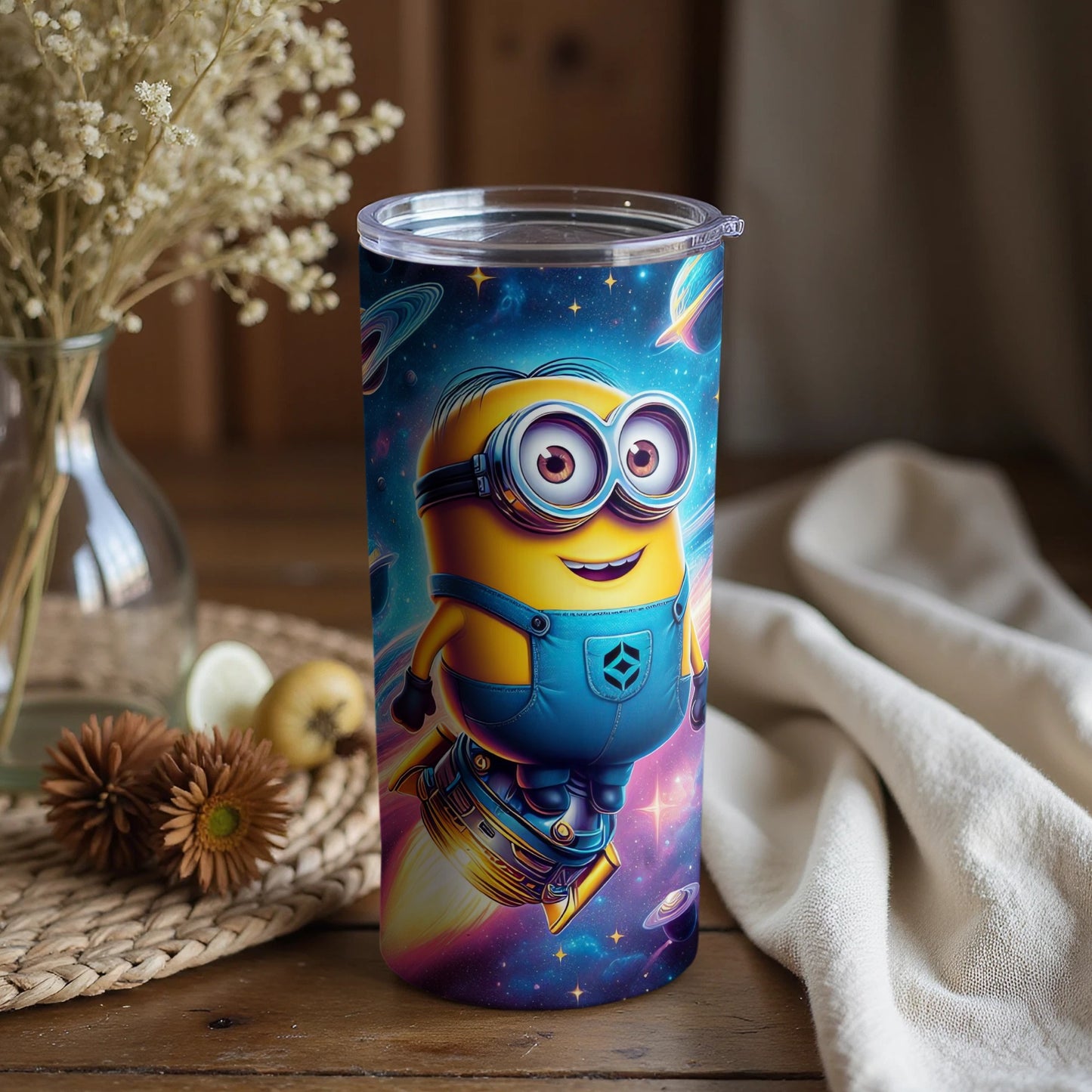Adorable Minion Rocketing Through Galaxy Tumbler