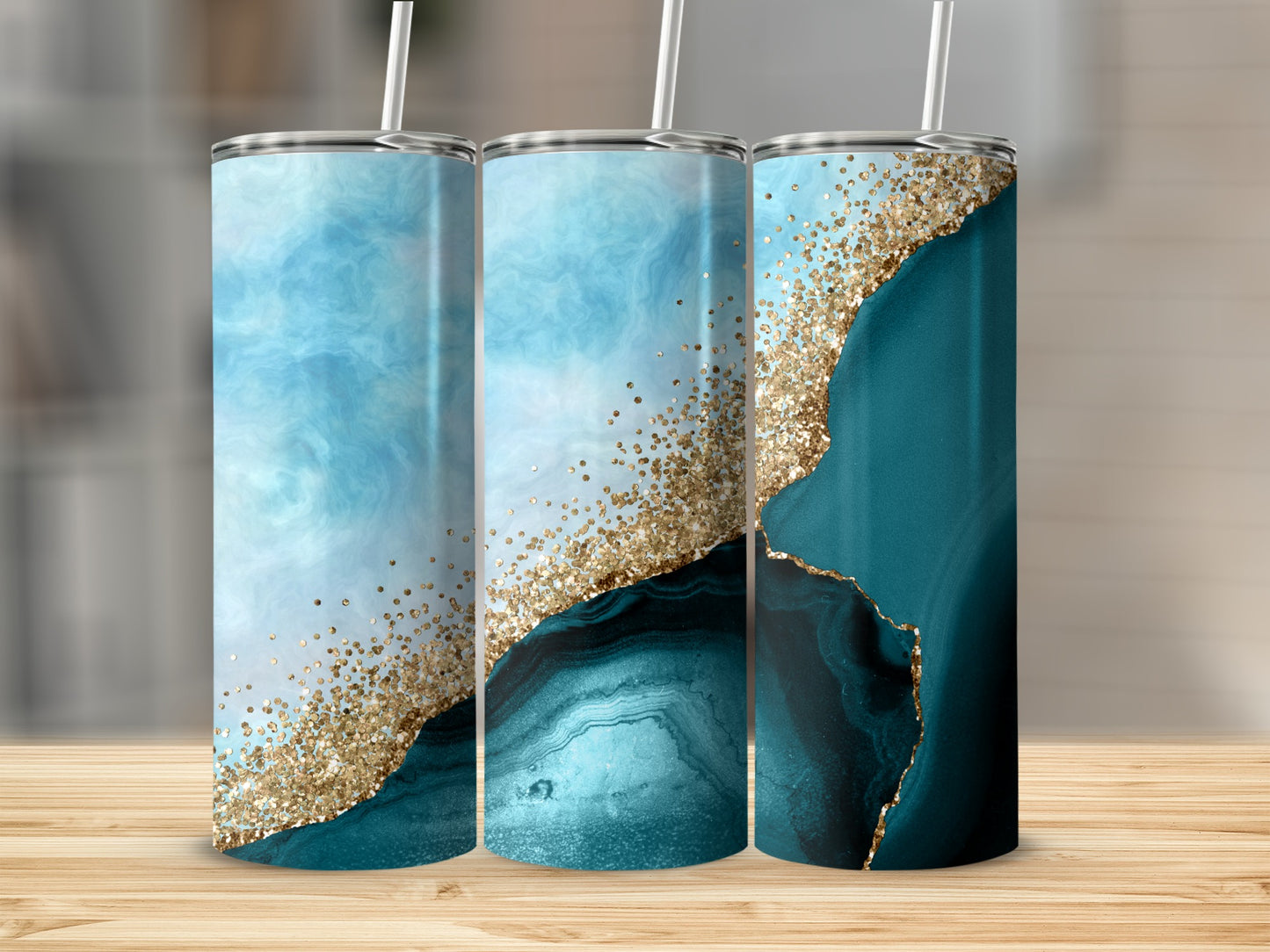 Teal Blue Agate Glitter Pattern Design product type