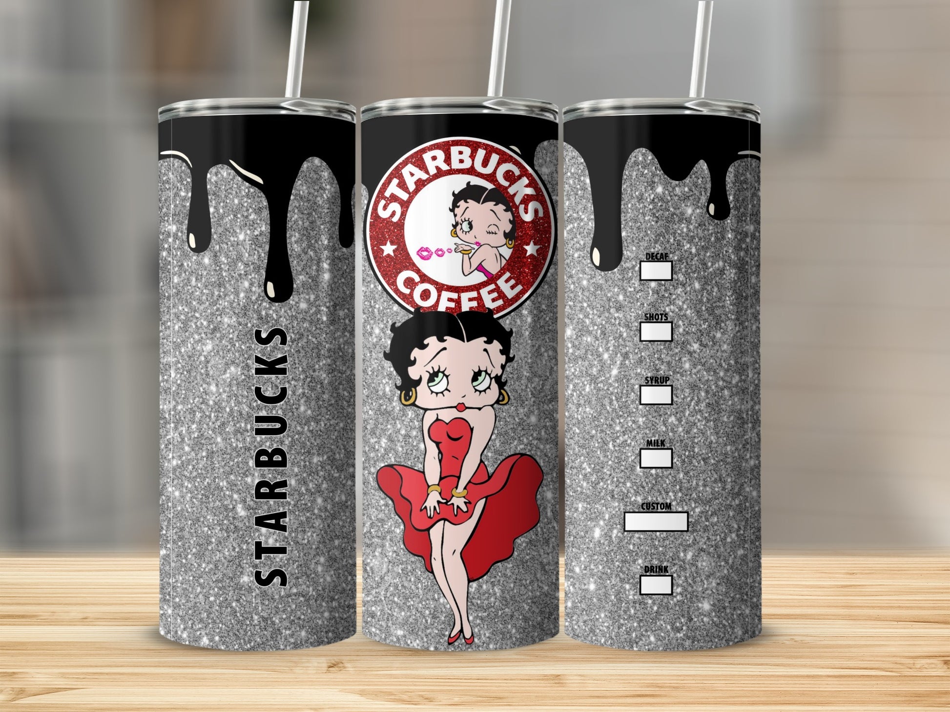 Starbucks Betty Boop Glitter Tumbler Customizable Drinkware