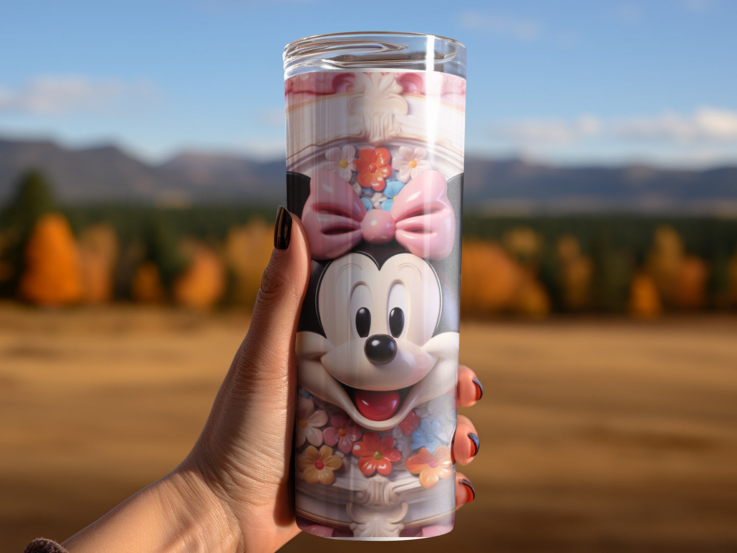 Cute Minnie Mouse Tumbler with Floral Accents Product