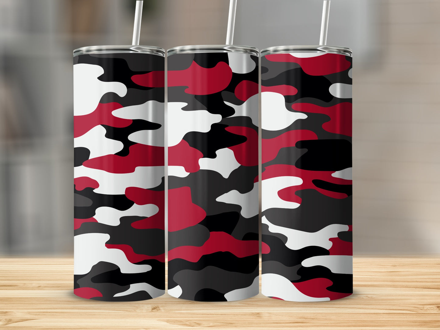 Red and Black Camouflage Design Tumbler Product