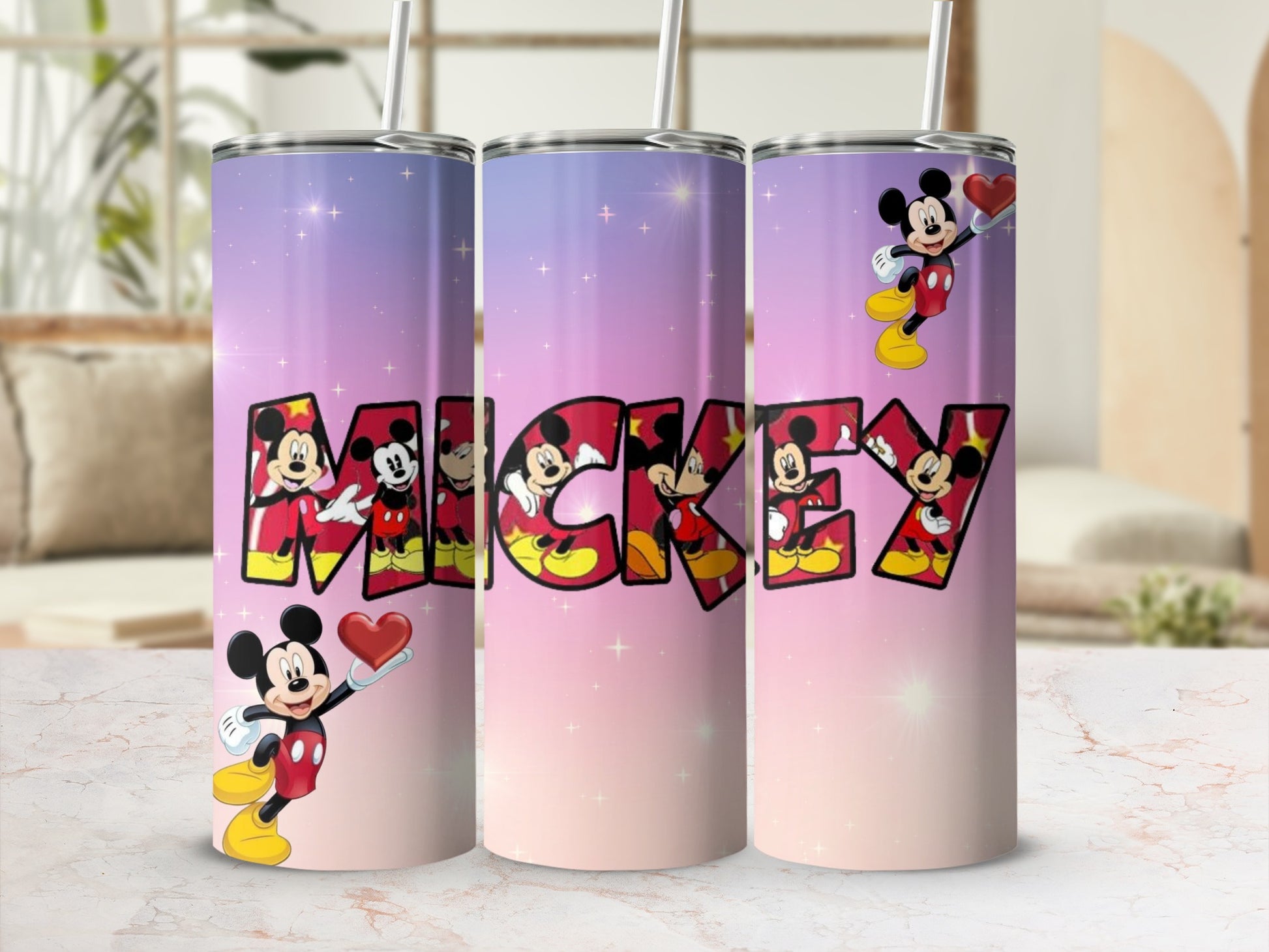 Mickey Mouse Tumbler Featuring Colorful Name Design