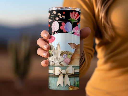 Cute Easter Bunny and Eggs Design Tumbler Cup