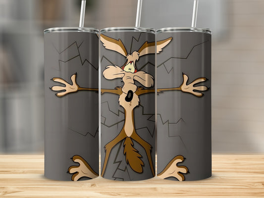 Wile E Coyote Smash Design on Grey Tumbler