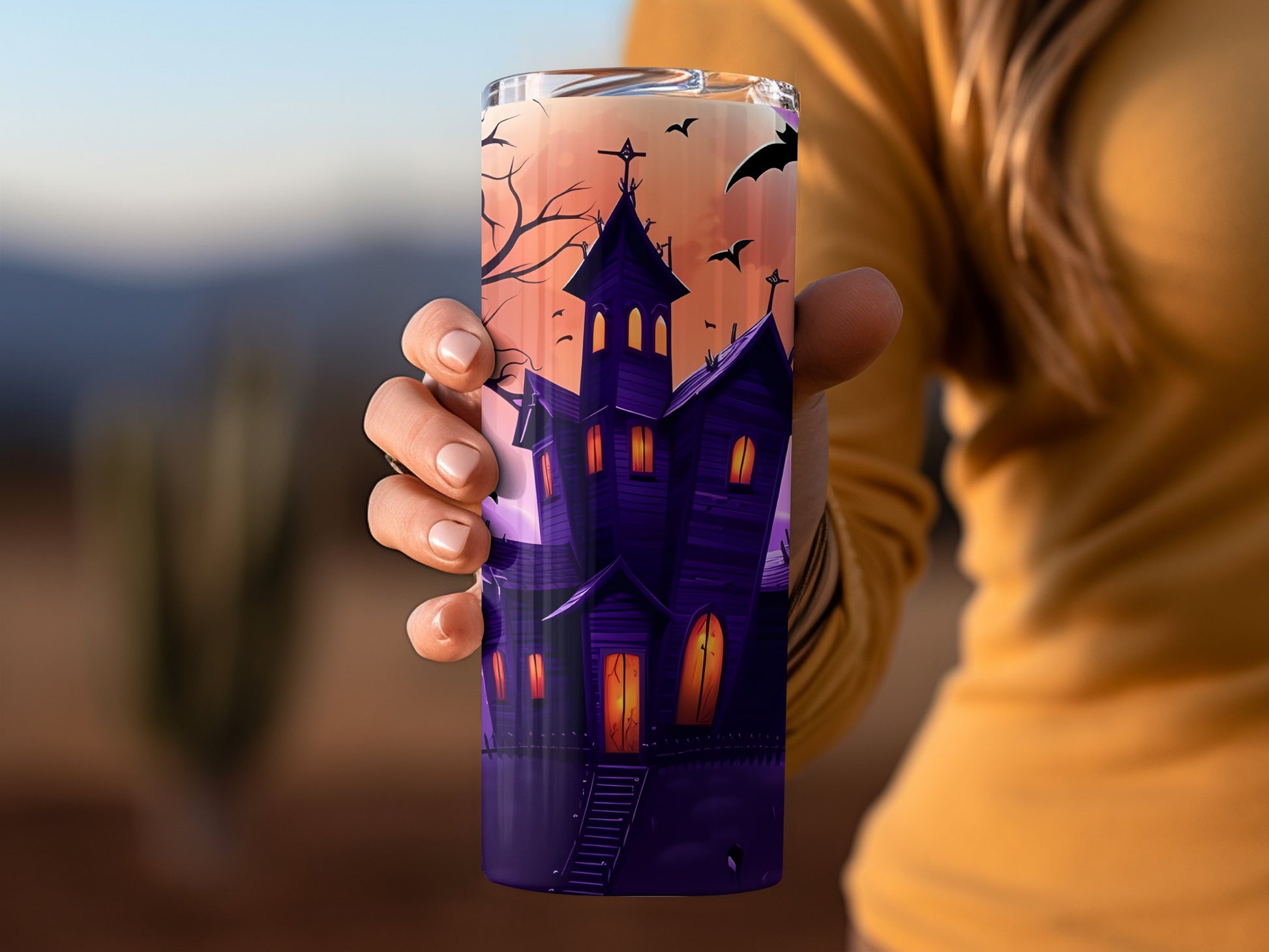 Spooky Haunted House Design Tumbler for Halloween Fans