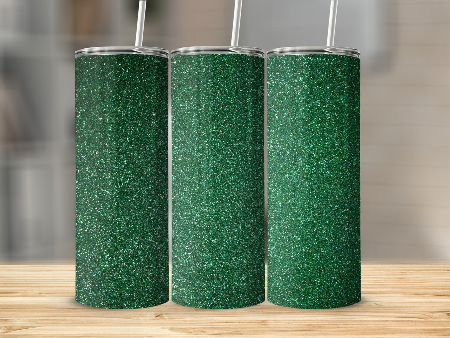 Sparkling Green Glitter Design Tumbler Product