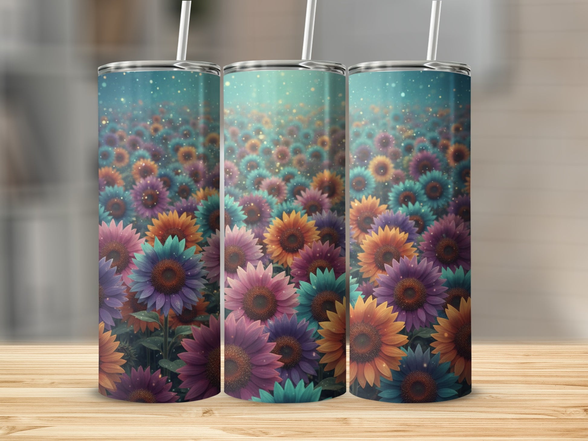 Colorful Sunflower Field Insulated Tumbler
