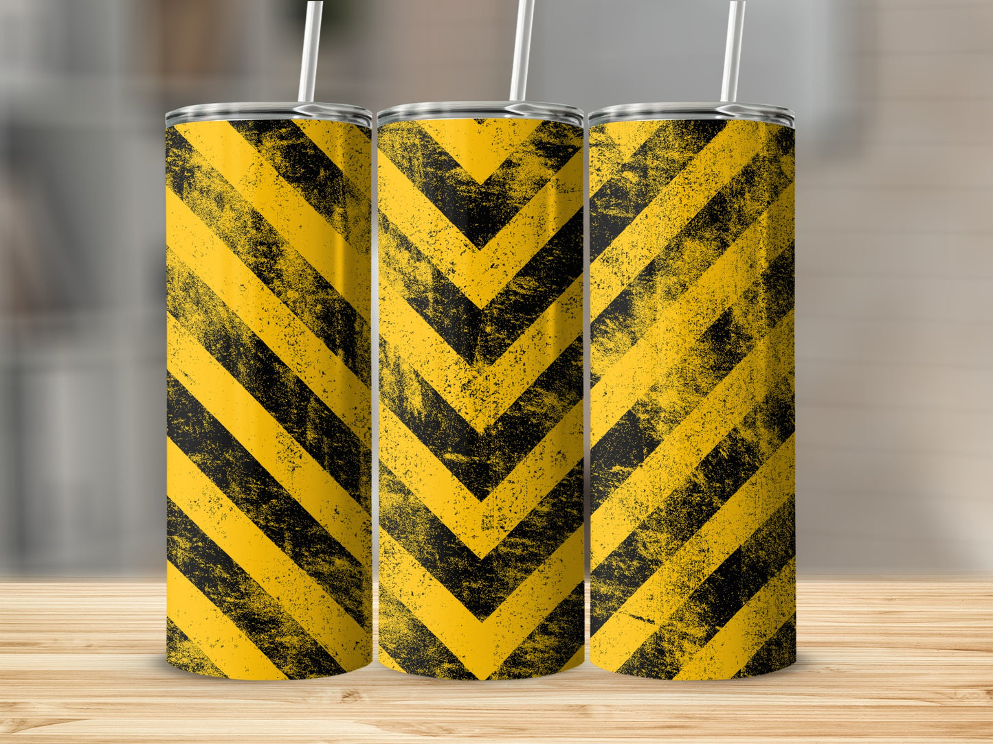 Distressed Yellow Black Hazard Stripe Tumbler product type