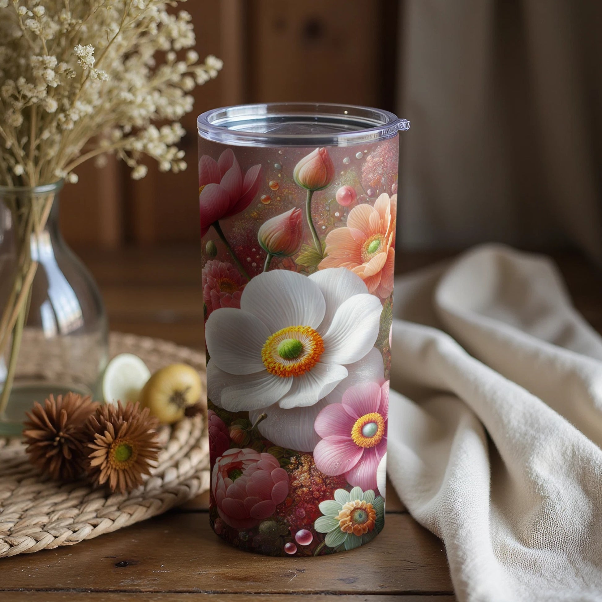 Floral Bloom Insulated Travel Mug with Lid
