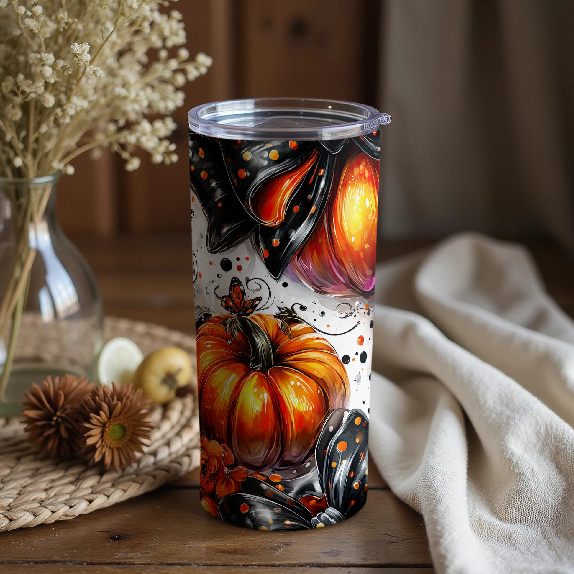 Festive Pumpkin Autumn Themed Insulated Tumbler