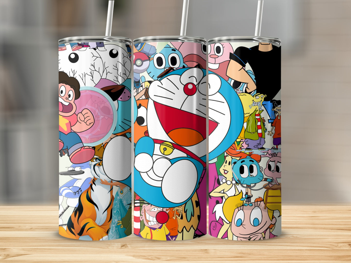 Colorful Cartoon Characters Printed Tumbler Set