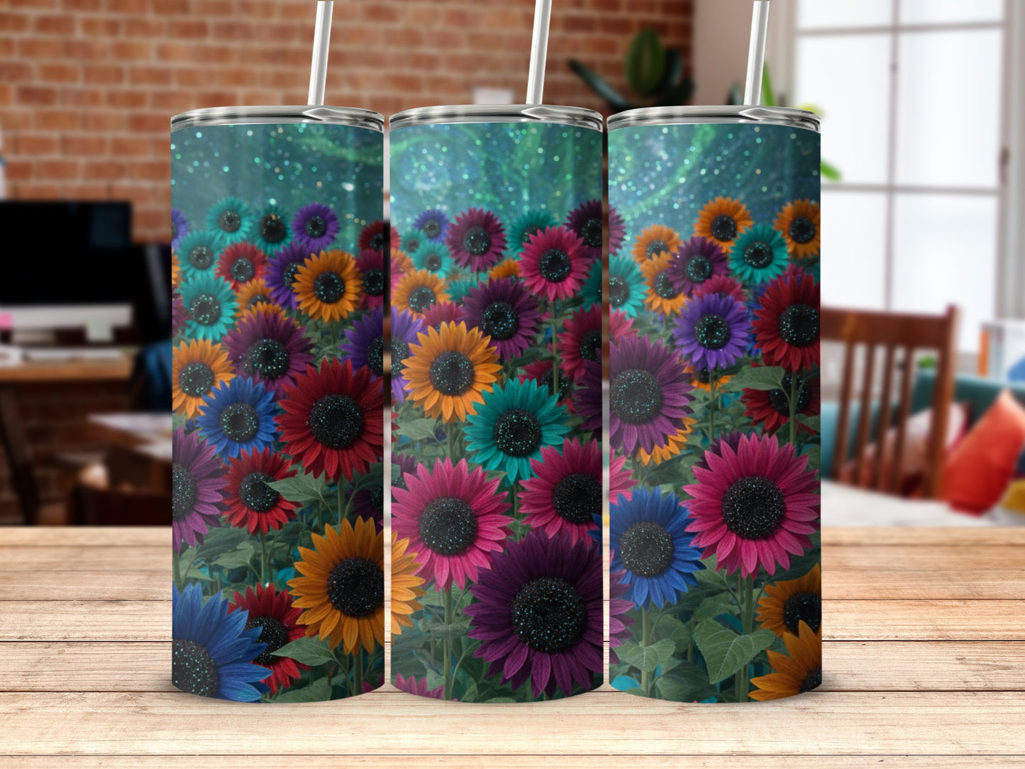 Sunflower and Glow in Dark Themed Tumbler