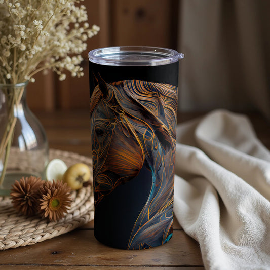 Intricate Horse Design Insulated Travel Tumbler