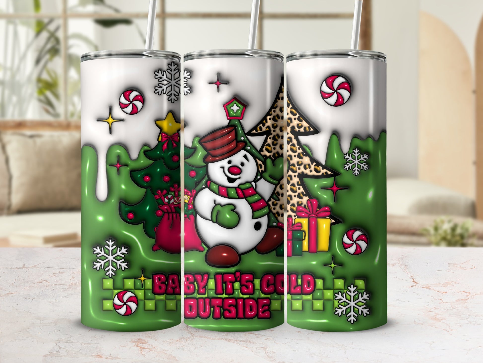 Baby It's Cold Outside Snowman Christmas Tumbler