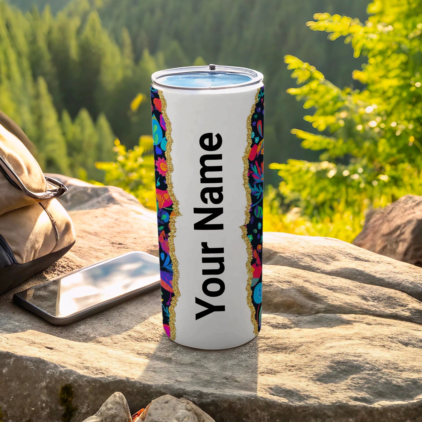 Customized Floral Tumbler with Your Name Design